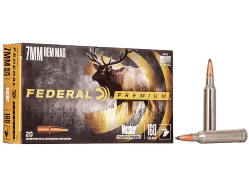 Federal Premium Ammunition 7mm Remington Magnum 160 Grain Nosler Partition Box of 20