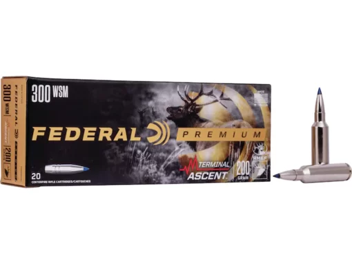 Federal Premium Terminal Ascent Ammunition 300 Winchester Short Magnum (WSM) 200 Grain Polymer Tip Bonded Boat Tail Box of 20