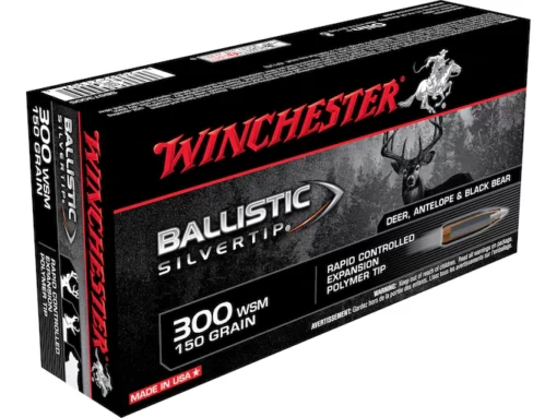 Winchester Ballistic Silvertip Ammunition 300 Winchester Short Magnum (WSM) 150 Grain Rapid Controlled Expansion Polymer Tip Box of 20