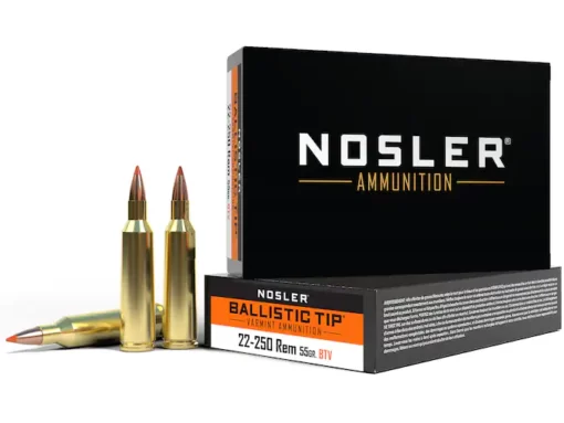 Nosler BT Varmint Ammunition 22-250 Remington 55 Grain Ballistic Tip Varmint Box of 20