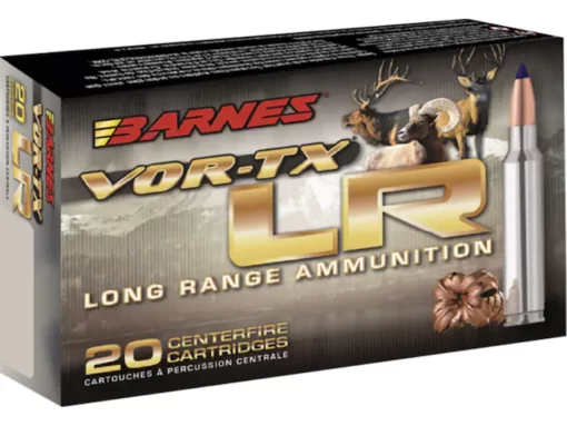 Barnes VOR-TX Long Range Ammunition 7mm Remington Magnum 139 Grain LRX Polymer Tipped Boat Tail Lead-Free Box of 20