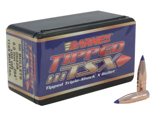 Barnes Tipped Triple-Shock X (TTSX) Bullets 264 Caliber, 6.5mm (264 Diameter) 100 Grain Spitzer Boat Tail Lead-Free Box of 50