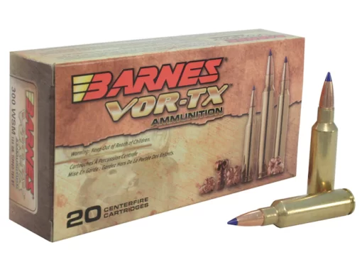 Barnes VOR-TX Ammunition 300 Winchester Short Magnum (WSM) 150 Grain TTSX Polymer Tipped Spitzer Boat Tail Lead-Free Box of 20