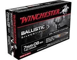 Winchester Ballistic Silvertip Ammunition 7mm-08 Remington 140 Grain Rapid Controlled Expansion Polymer Tip Box of 20