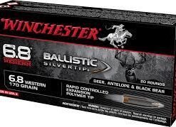 Winchester Ballistic Silvertip Ammunition 6.8 Western 170 Grain Polymer Tip Box of 20