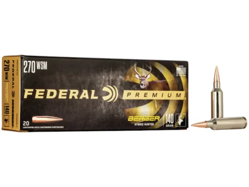 Federal Premium Ammunition 270 Winchester Short Magnum (WSM) 140 Grain Berger Hybrid Hunter Box of 20