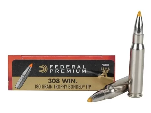 Federal Premium Ammunition 308 Winchester 180 Grain Trophy Bonded Tip Box of 20