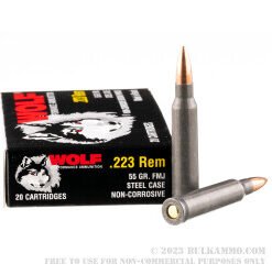 1000 Rounds of .223 Rem Ammo by Wolf Performance - 55gr FMJ