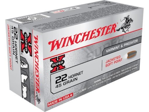 Winchester Super-X Ammunition 22 Hornet 45 Grain Soft Point Box of 50